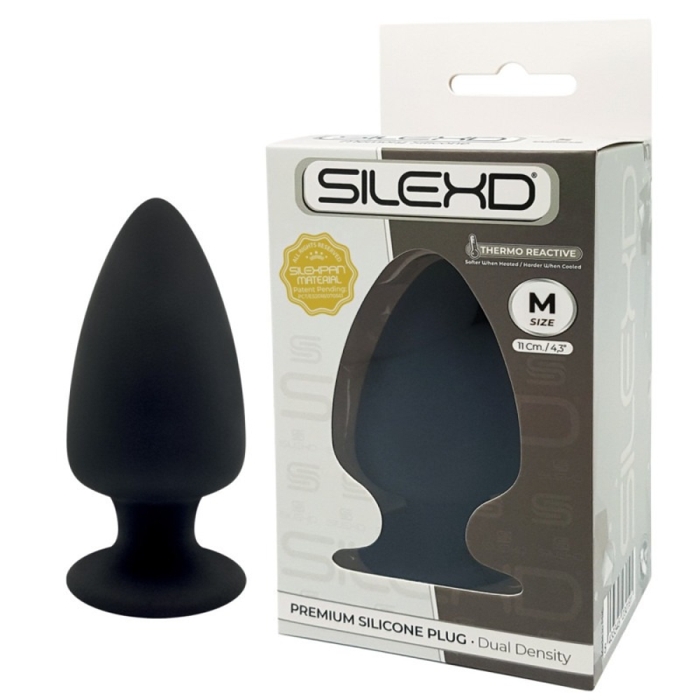 Анальная пробка конической формы SILEXD Thermo Reactive черная, Medium