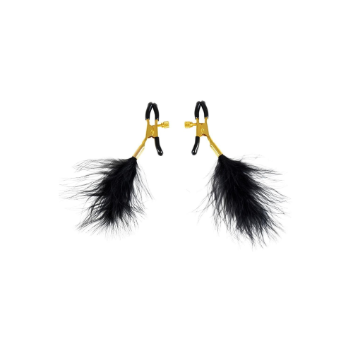 Зажимы для сосков Virgite Nipple Clamps с перьями, золотисто-черные