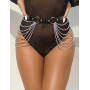 Пояс черный Star Night Dark Punk с серебристыми цепочками, One Size