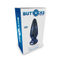 Стеклянная анальная пробка с вибрацией ToyJoy Buttocks конической формы, синяя