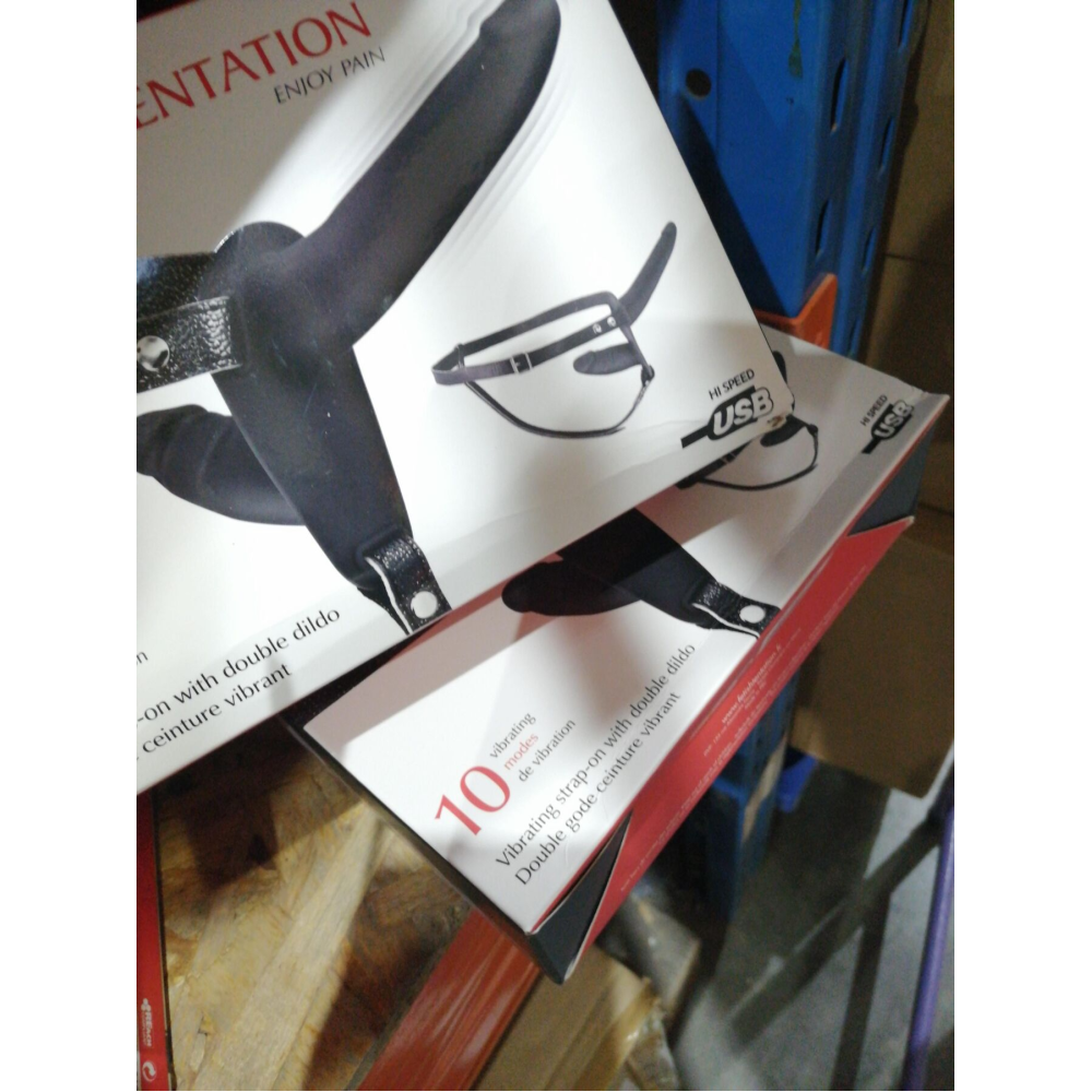 Двойной страпон с вибрацией Fetish Tentation Vibrating Strap-On with Double Dildo (мятая упаковка!!!)