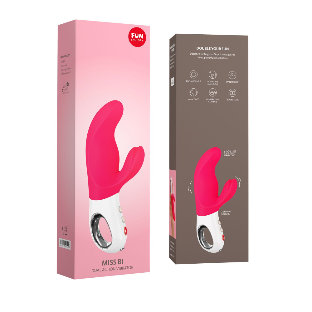 Вибратор-кролик Fun Factory MISS BI pink/white, 2 независимых мотора, диаметр 4,2 см