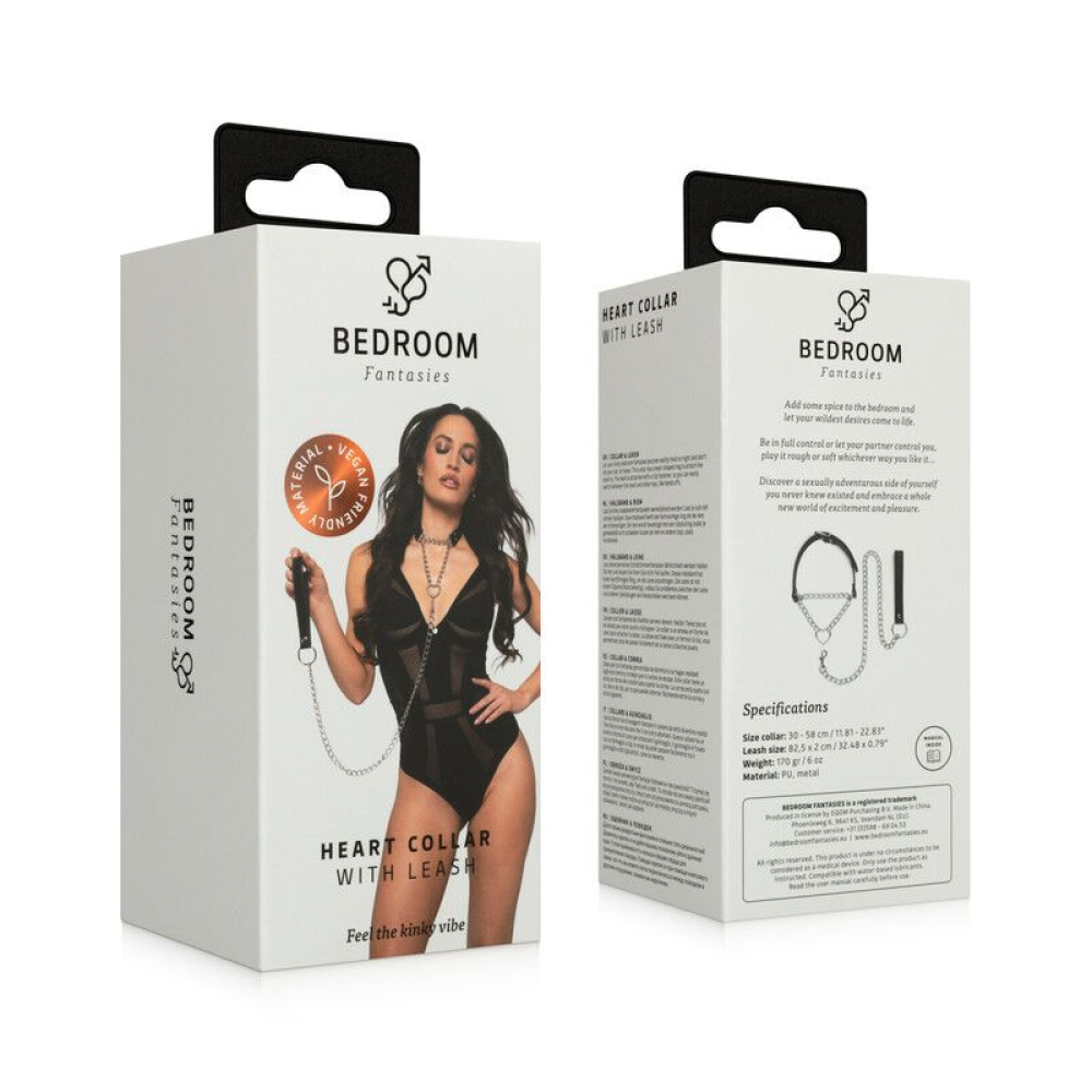 Ошейник с поводком Bedroom Fantasies: Collar with Chain - Silver