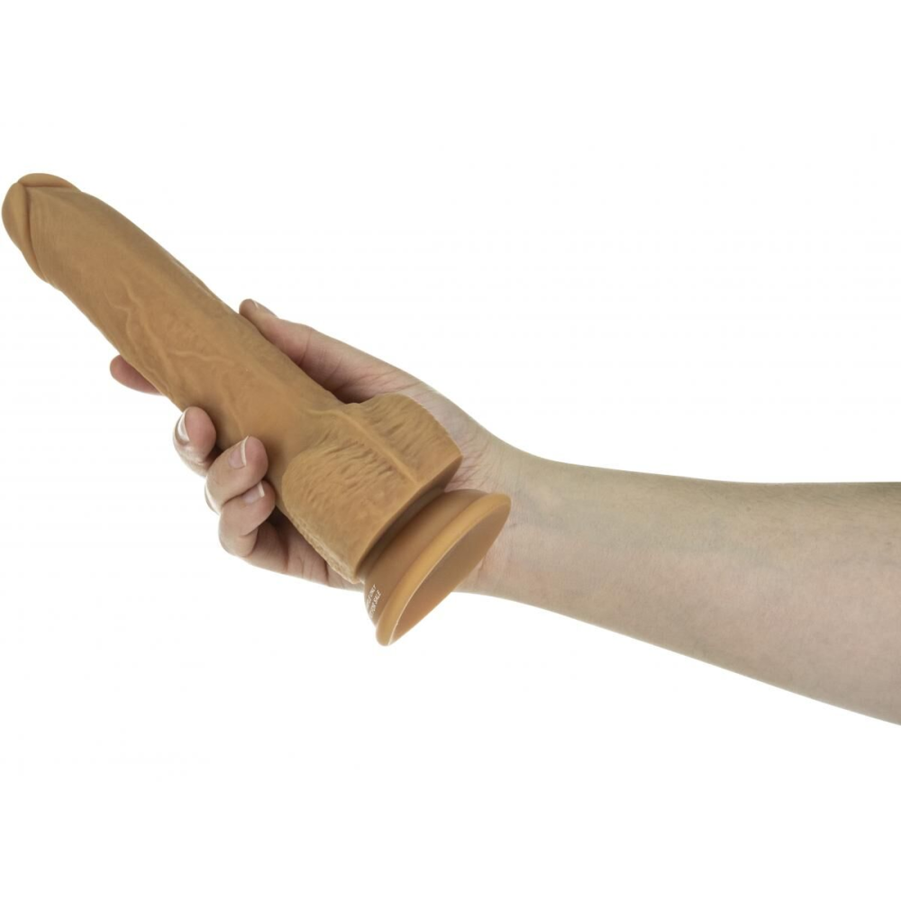 Фаллоимитатор с пульсацией Naked ADDICTION Dominic 9″ Caramel, пульт ДУ, диаметр 4,2 см