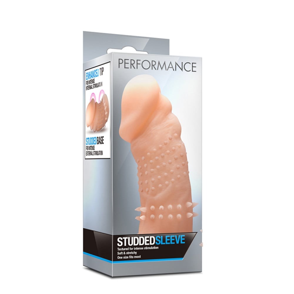 Насадка на пенис с рельефными шипами Blush Performance Studded Sleeve бежевая