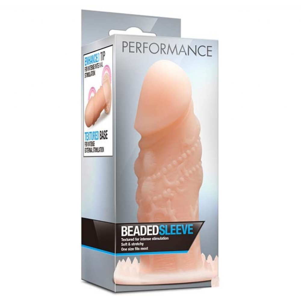 Насадка на пенис реалистичная Blush Performance Beaded Sleeve бежевая