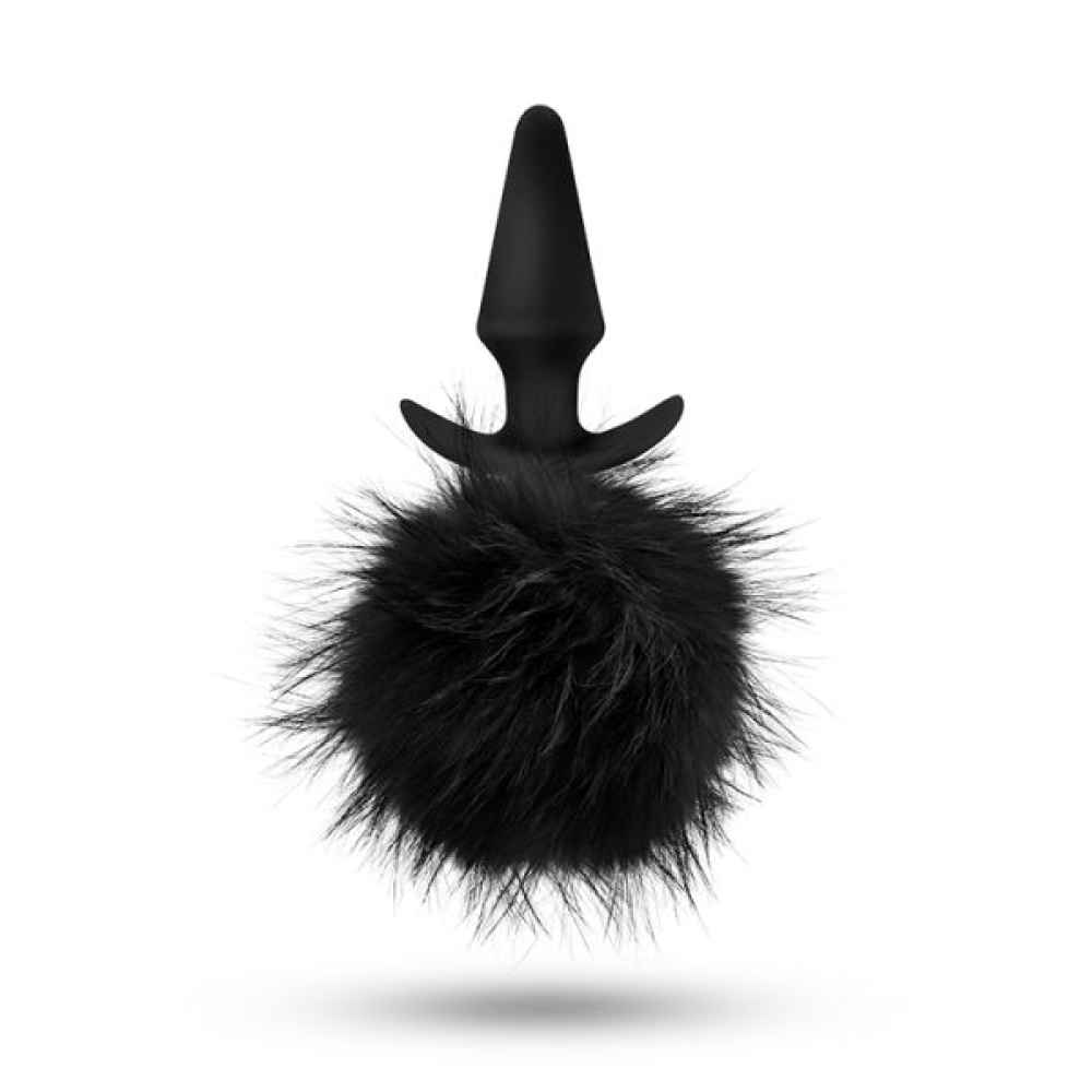 Анальная пробка с помпоном POM PLUGS BLACK