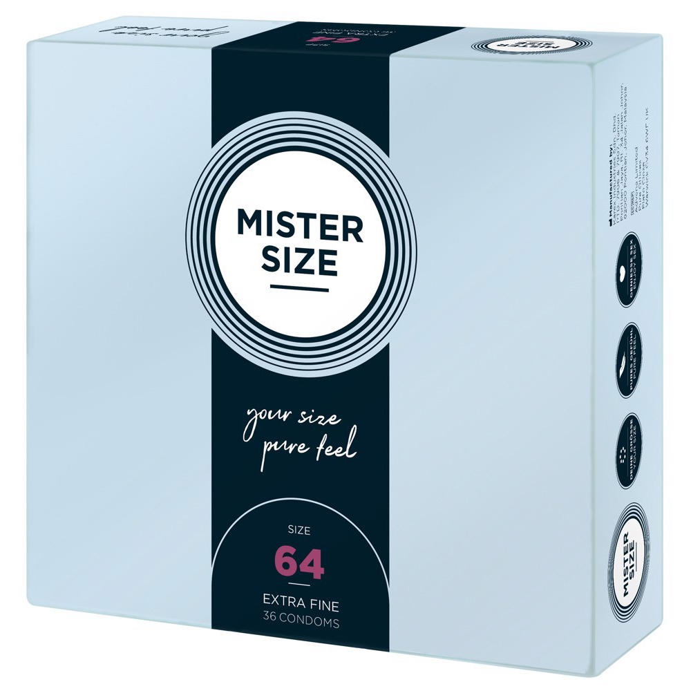 Презервативы ультатонкие латексные Mister Size 64 мм (цена за упаковку 36 шт.)