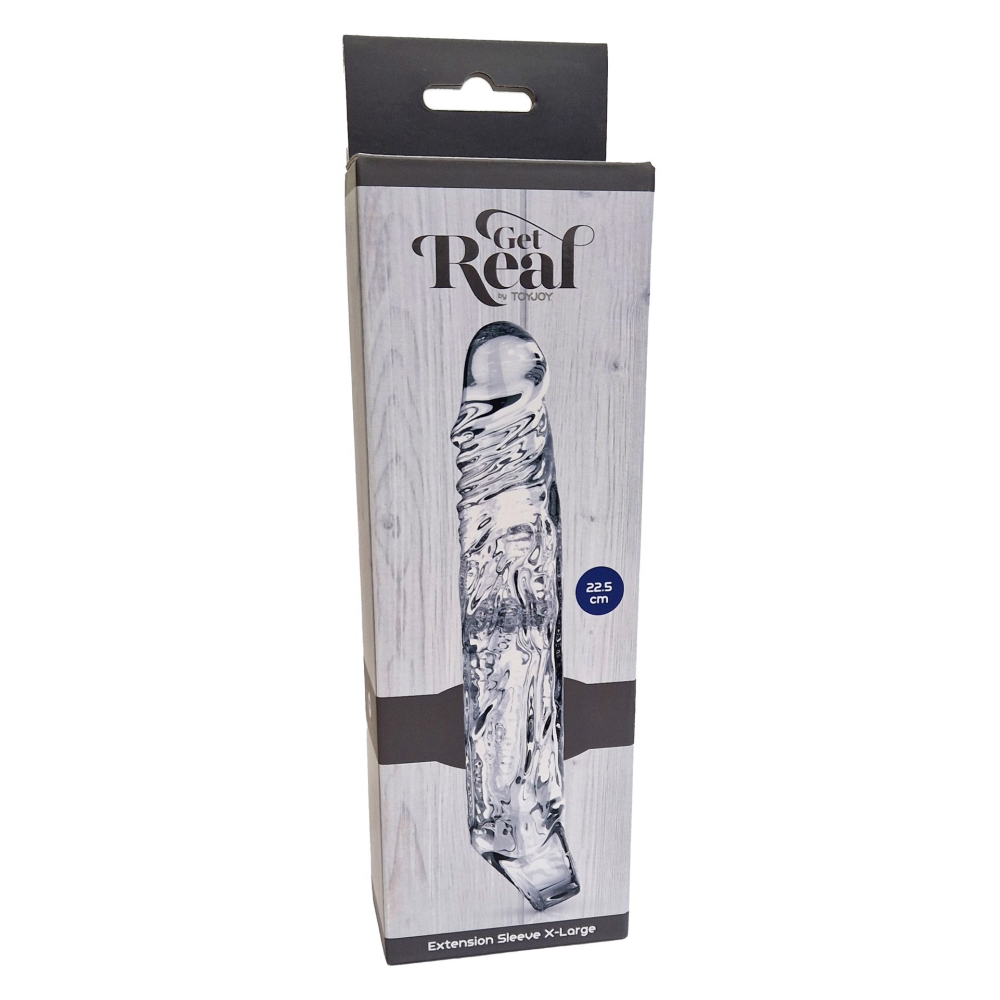 Насадка на пенис увеличивающая ToyJoy Get Real с петлей для мошонки, прозрачная, Extra Large