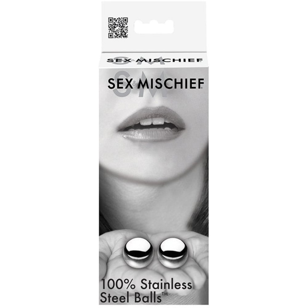 Вагинальные шарики из стали Sex & Mischief Steel Balls серебряные, 2.5 см