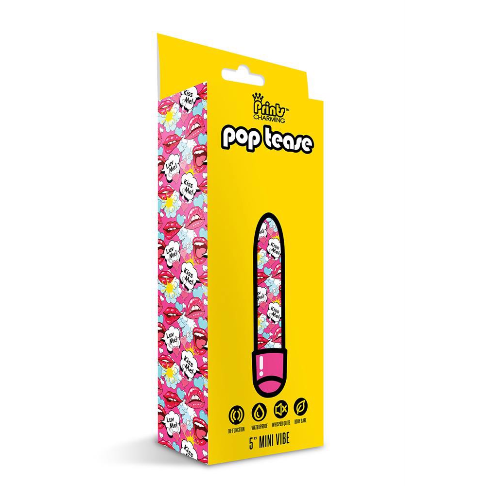 Мини-вибратор Global Novelties Prints Charming Pop Tease с ярким принтом, разноцветный
