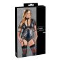 Боди с молнией на промежности Cottelli Body Bondage в БДСМ стиле, черное, 2XL