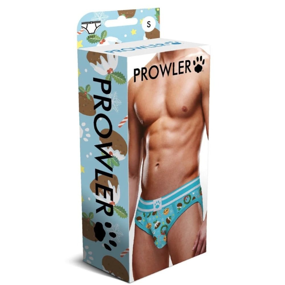 Трусы мужские с новогодним принтом Prowler Christmas Pudding голубые, XS