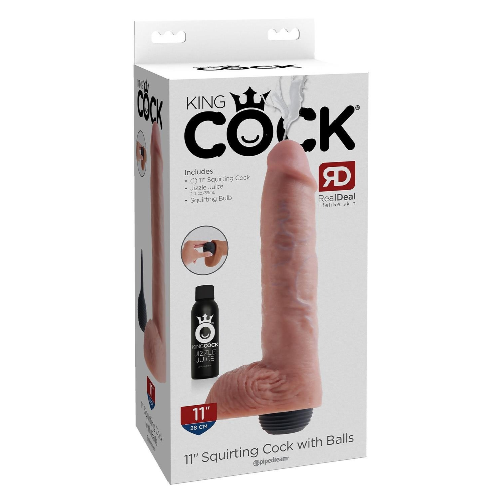 Фаллоимитатор с эякуляцией Pipedream King Cock реалистичный, бежевый
