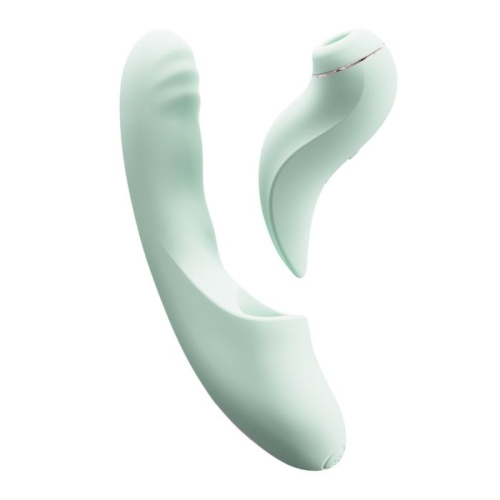 Вибратор со съемным вакуумным стимулятором BeYourLover Fatima с подогревом, мятный