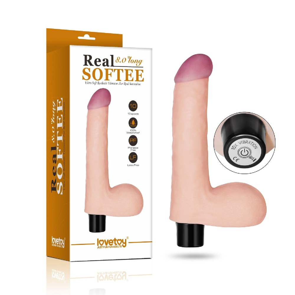 Вибратор с мошонкой Lovetoy Reel Softee Flesh на батарейках, бежевый