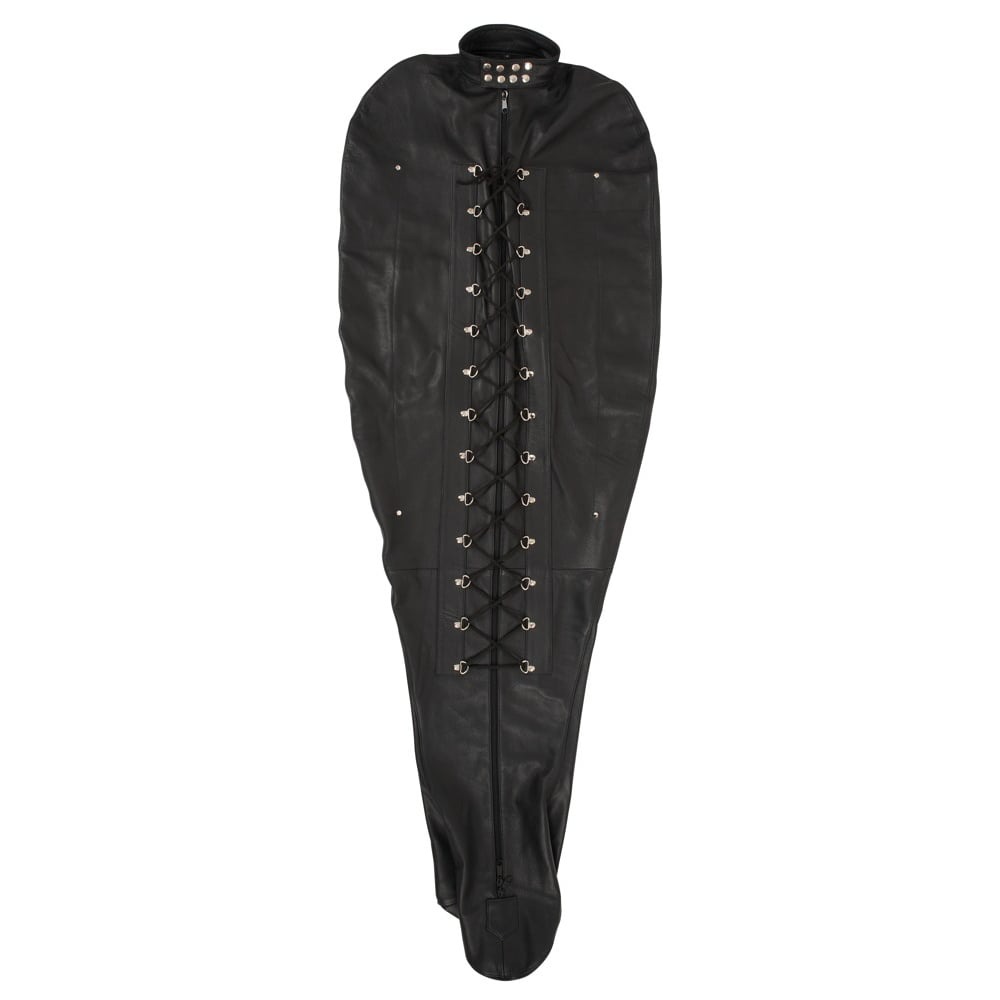 Смирительный мешок для БДСМ-игр ZADO Leather Bondage из натуральной кожи, черный