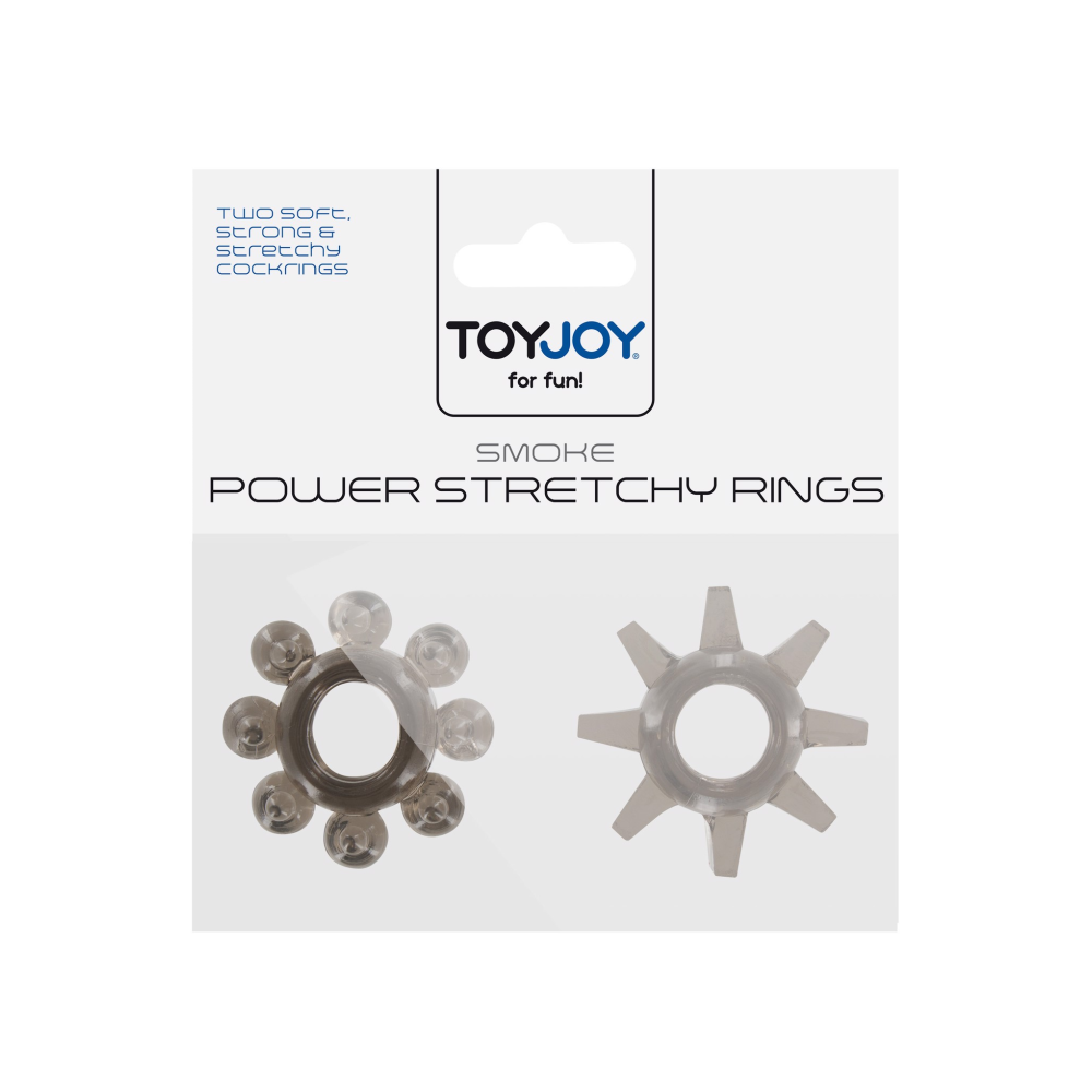 Эрекционные кольца Toy Joy Power Stretchy Rings прозрачно-черные, 2 шт.