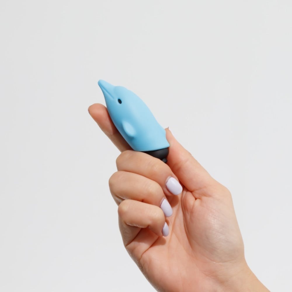 Мини-вибратор в виде дельфина Crushios Dolphin з 10 скоростями, голубой
