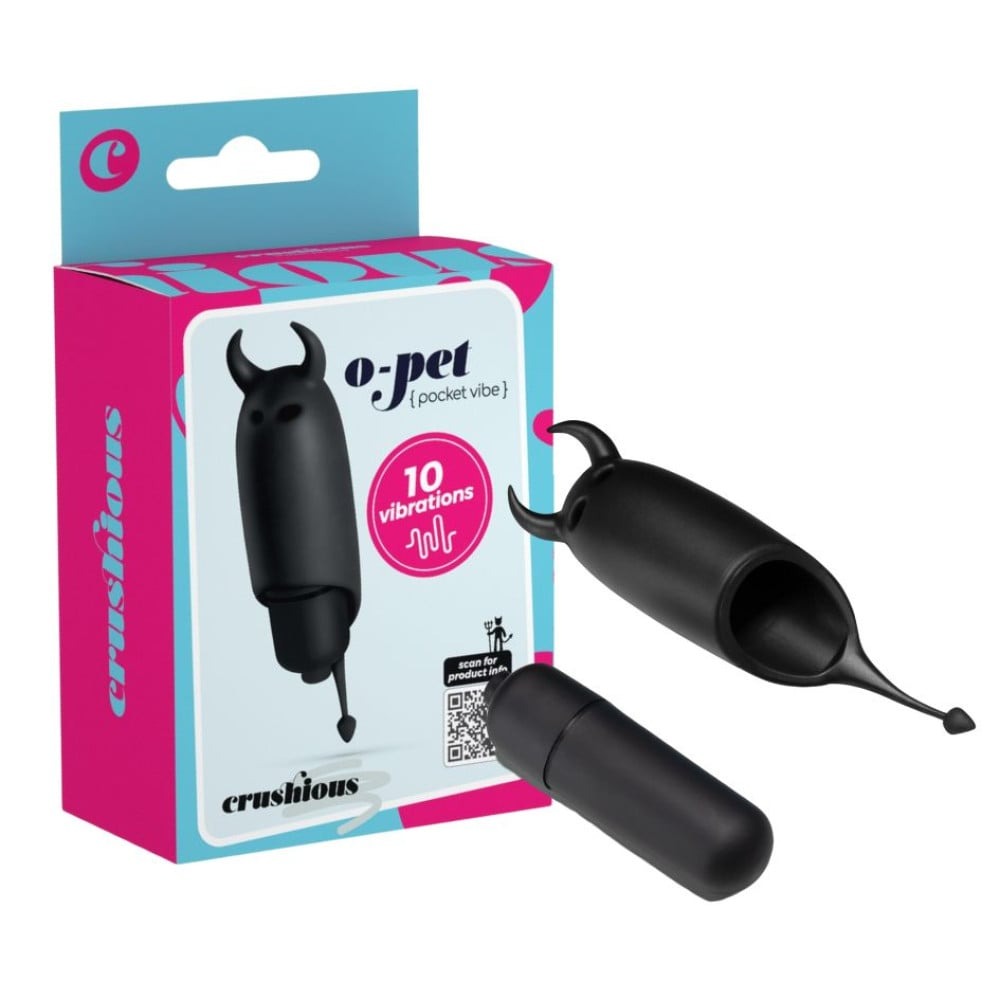 Карманный вибратор Чертик Crushios O-Pet черный