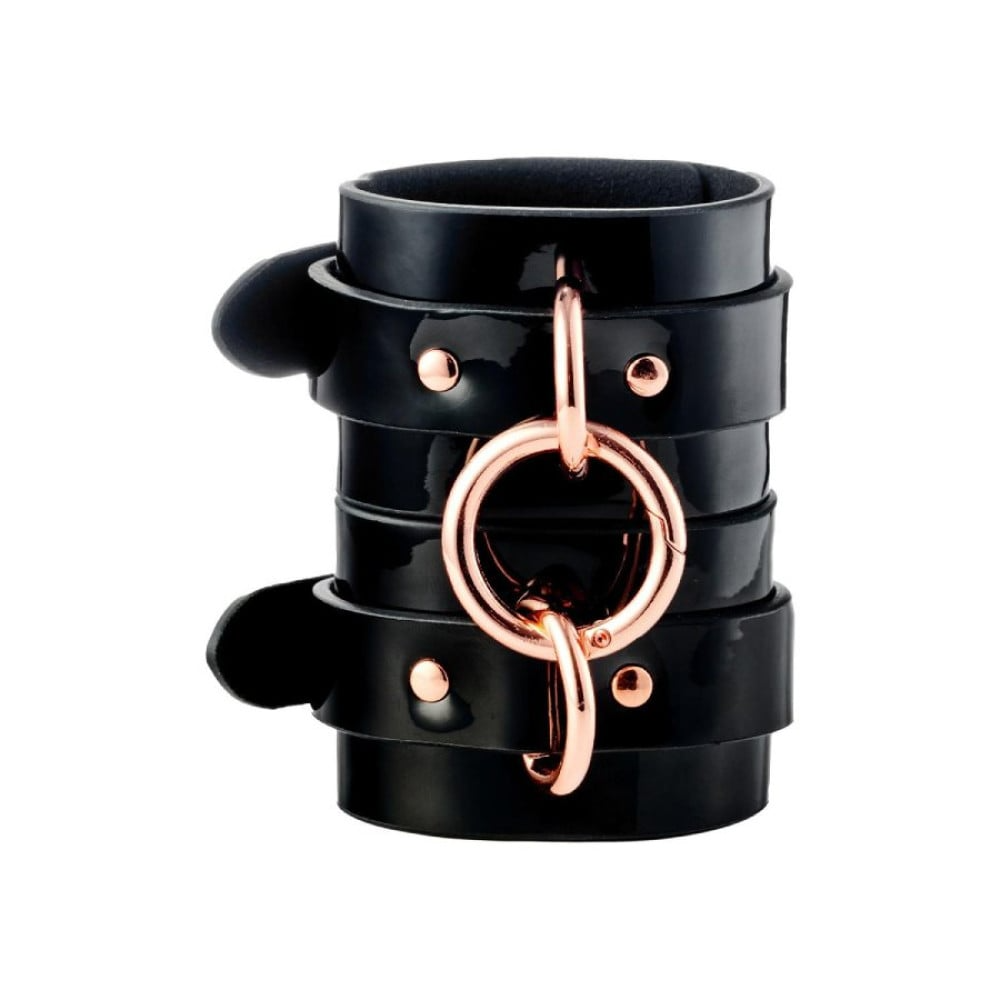Наручники лакированные Kinky Diva из веганской кожи, черные
