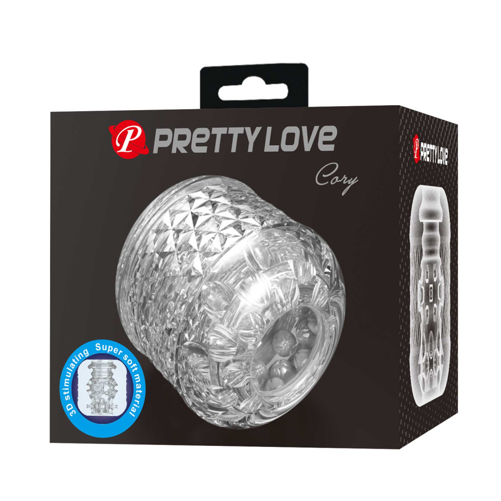 Мастурбатор мини сквозной PRETTY LOVE Cary рельефный, прозрачный