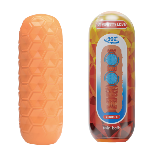 Мастурбатор Pretty Love Venus-X Orange с шариками для стимуляции, 18 х 6.5 см