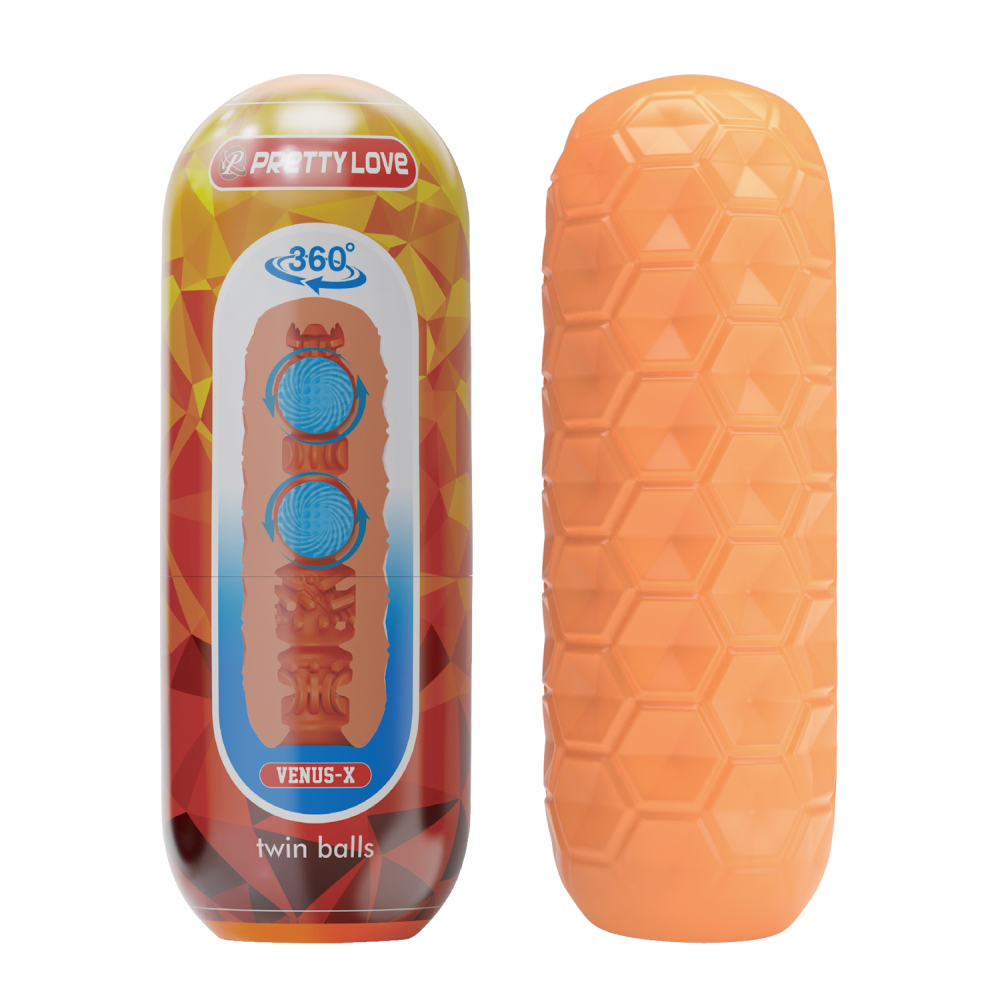 Мастурбатор Pretty Love Venus-X Orange с шариками для стимуляции, 18 х 6.5 см