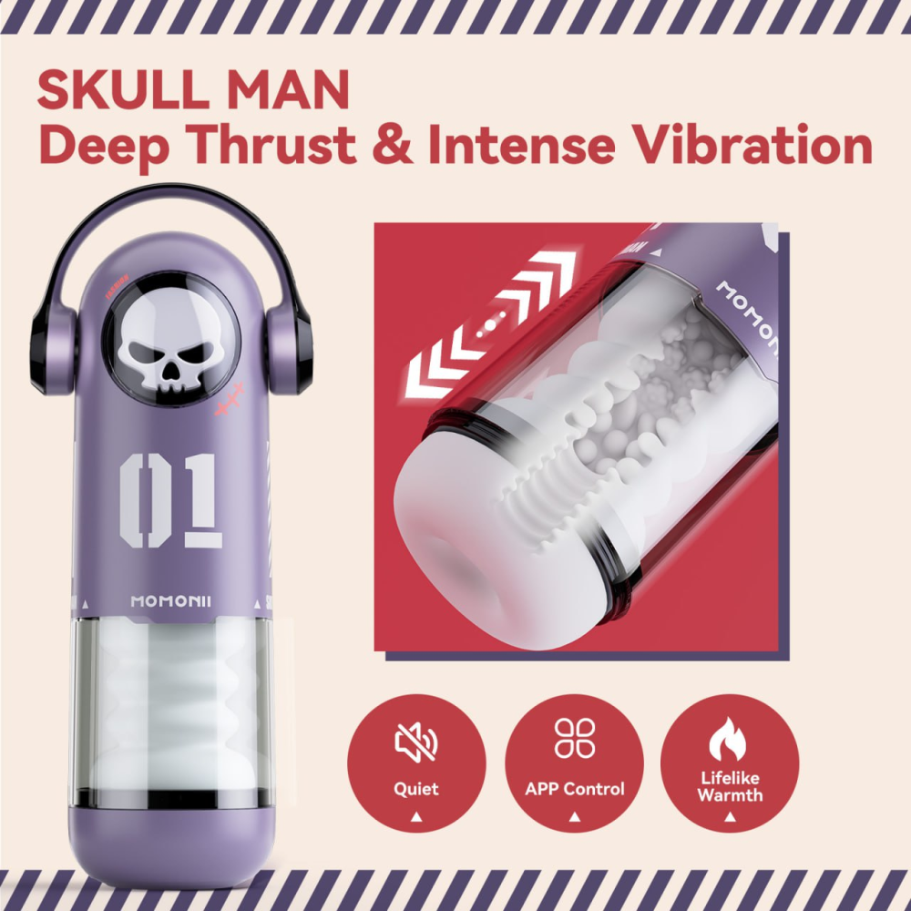 Мастурбатор автоматический фрикционный BeYourLover SKULL MAN Momonii 01 с вибрацией и подогревом