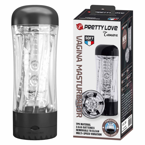 Вибромастурбатор прозрачный PRETTY LOVE JAMARA в колбе, прозрачный, 19 х 6.5 см