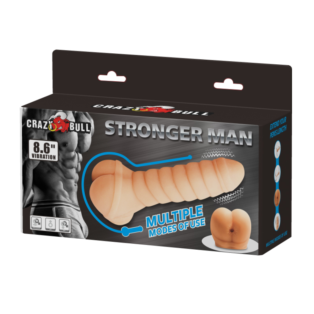 Мастурбатор-насадка Crazy Bull Stronger Man с вибрацией, бежевая