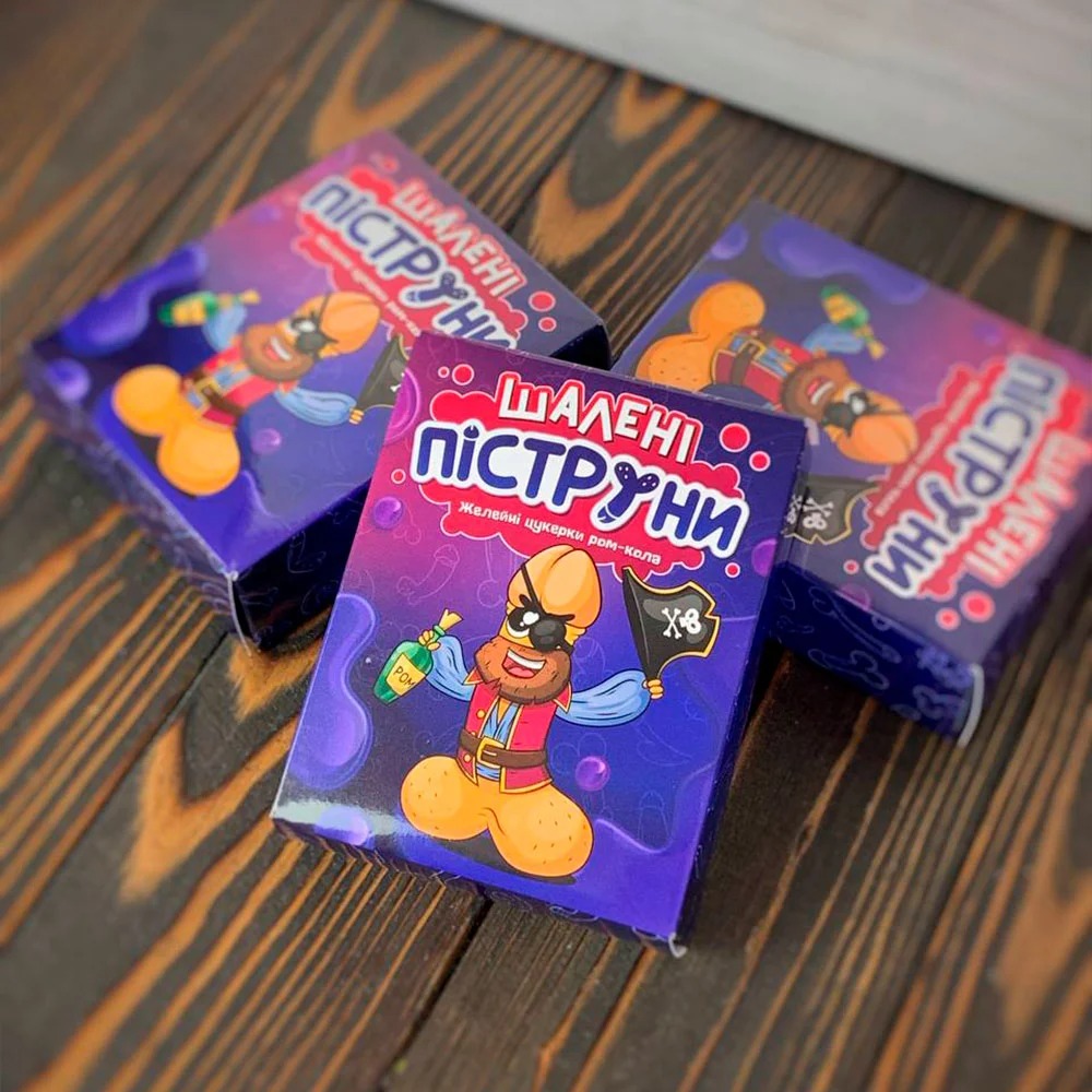Пикантные желейки в виде пениса "Безумные Пиструны" со вкусом ром-колы, 100 гр