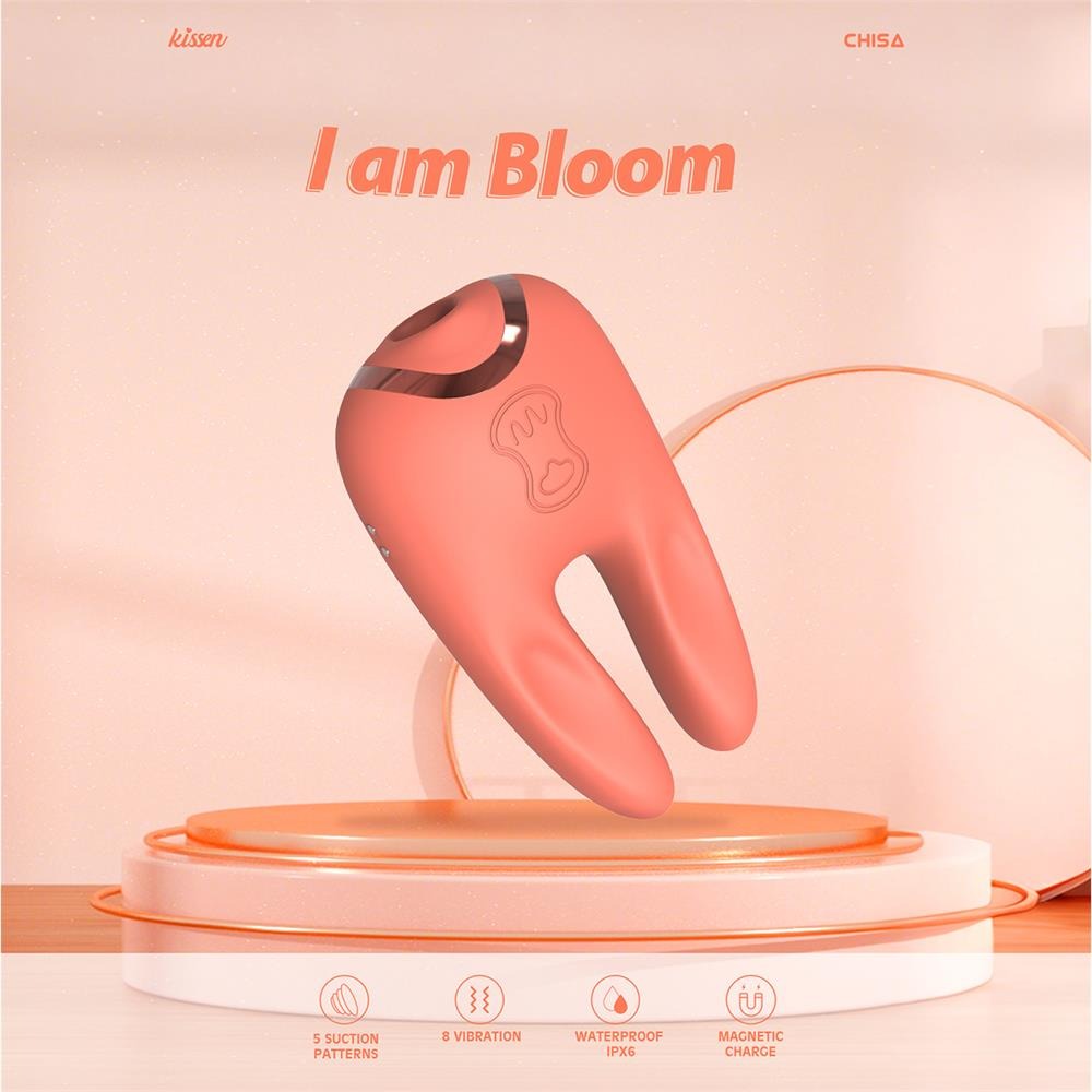 Стимулятор для клитора Chisa Kissen Bloom с вибрацией и всасыванием, оранжевый