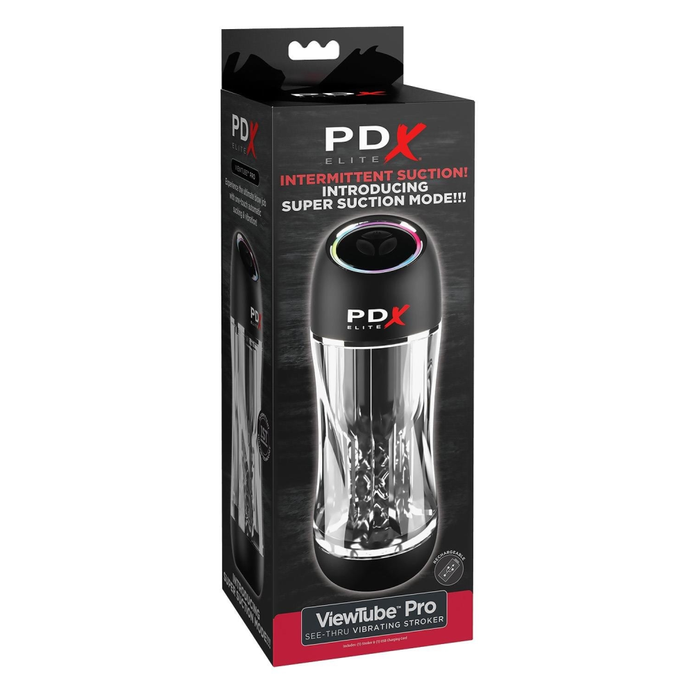 Мастурбатор Pipedream PDX Elit Viewtube Pro Clear с вибрацией и вакуумом, 23 см