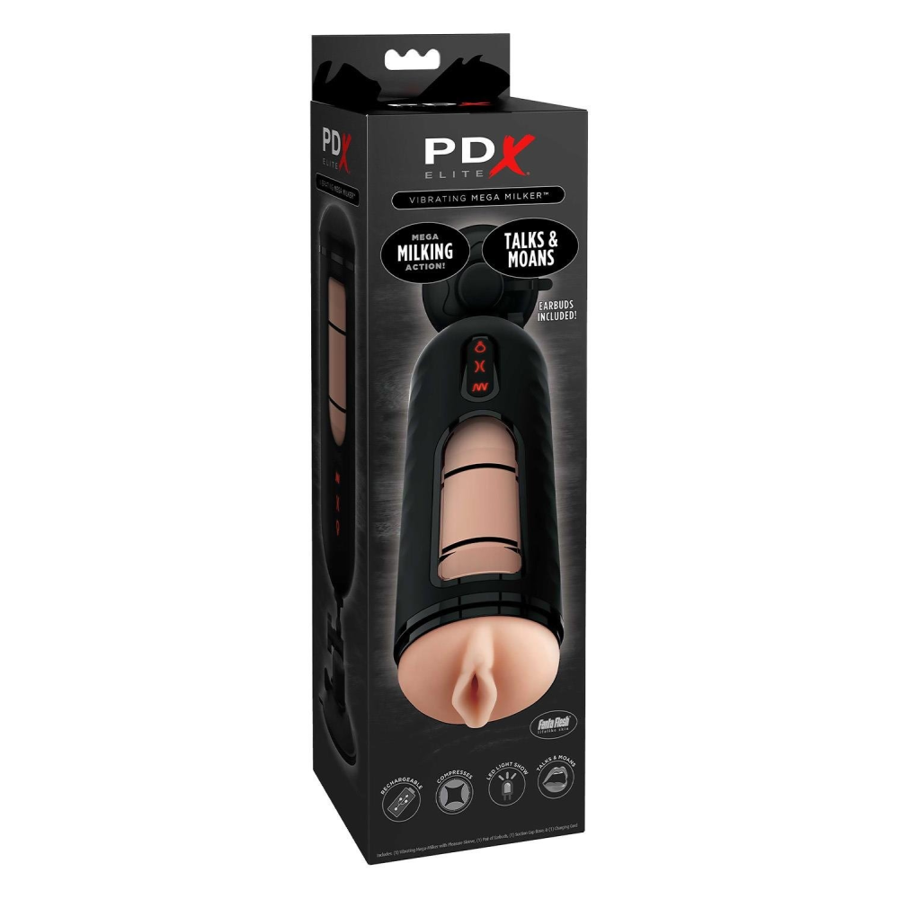 Мастурбатор с вибро Pipedream PDX Elite Vibrating Mega Milker черный, 23.9 см