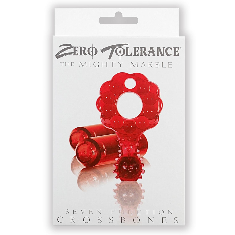 Эррекционное кольцо с двумя вибропулями Zero Tolerance The Mighty Marble красное, 8 см