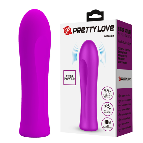 Мини-вибратор PRETTY LOVE Alfreda 12 режимов, розовый, 10.2 х 2.6 см