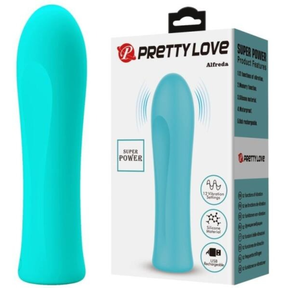 Мини-вибратор PRETTY LOVE Alfreda 12 режимов, зеленый, 10.2 х 2.6 см