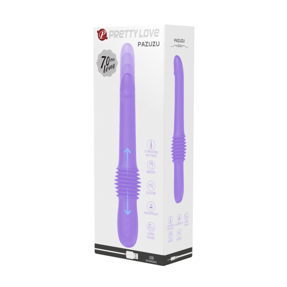 Вибратор с фрикциями Pretty Love Pazuzu Thrusting, фиолетовый, 29.2 х 3.2 см