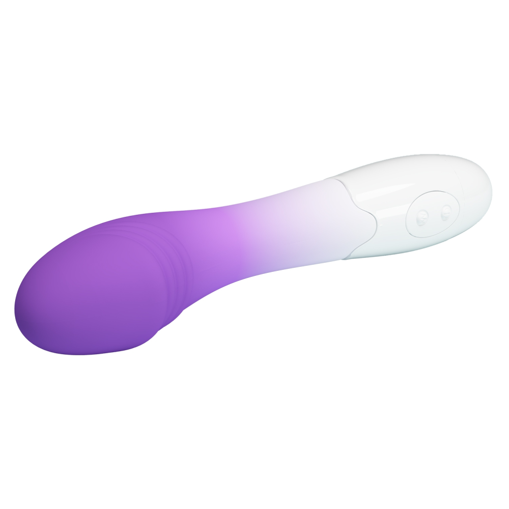 Вибратор для точки G Pretty Love Elemental ребристый, бело-фиолетовый, 19 х 3.2 см