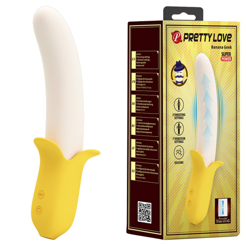 Вибратор в форме банана Pretty Love Banana Geek с фрикциями, 19.5 х 3.1 см