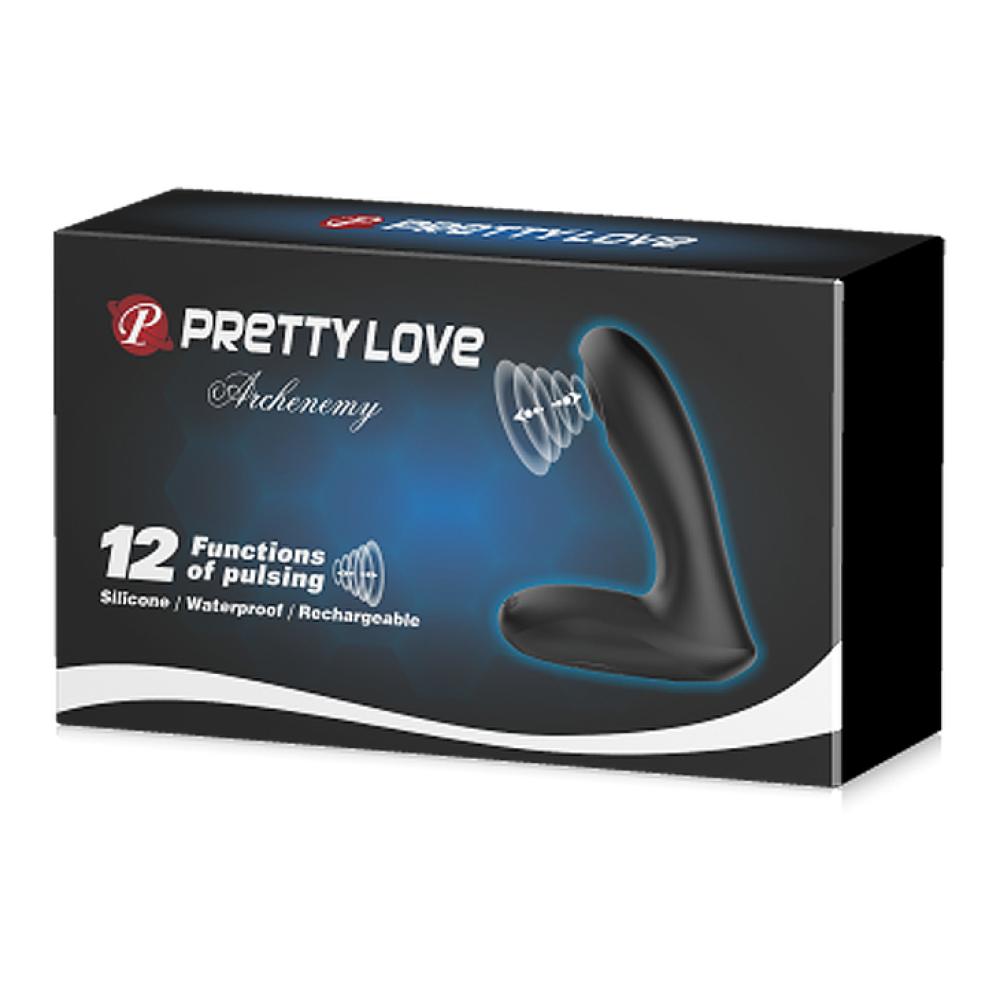 Анальный вибратор Pretty Love Archenemy с пульсацией, чёрный, 12.1 х 3.3 см