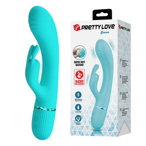 Вибратор-кролик Pretty Love Scocco, голубой, 20 х 3.6 см
