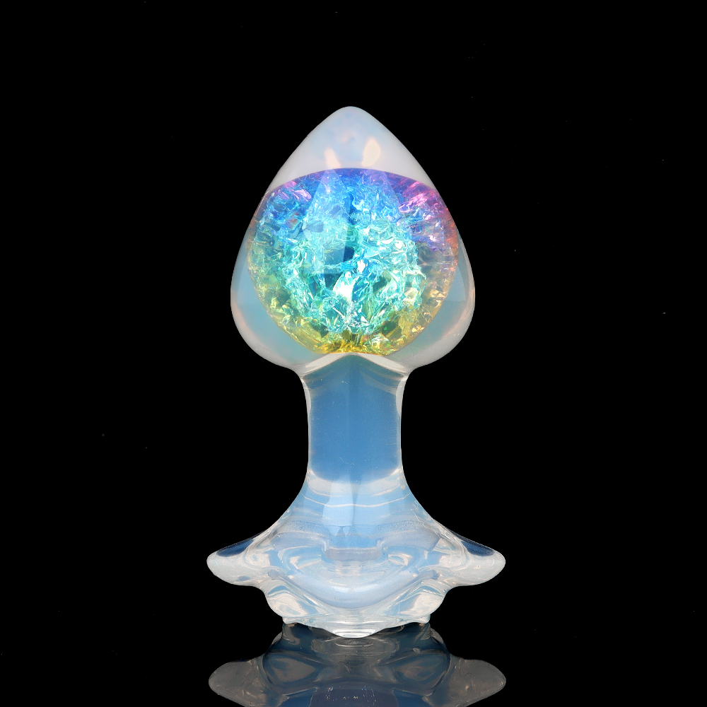 Анальная пробка сердечко UNIVIBE, силиконовая с камнем, зелёная, 7.8 х 2.8 см
