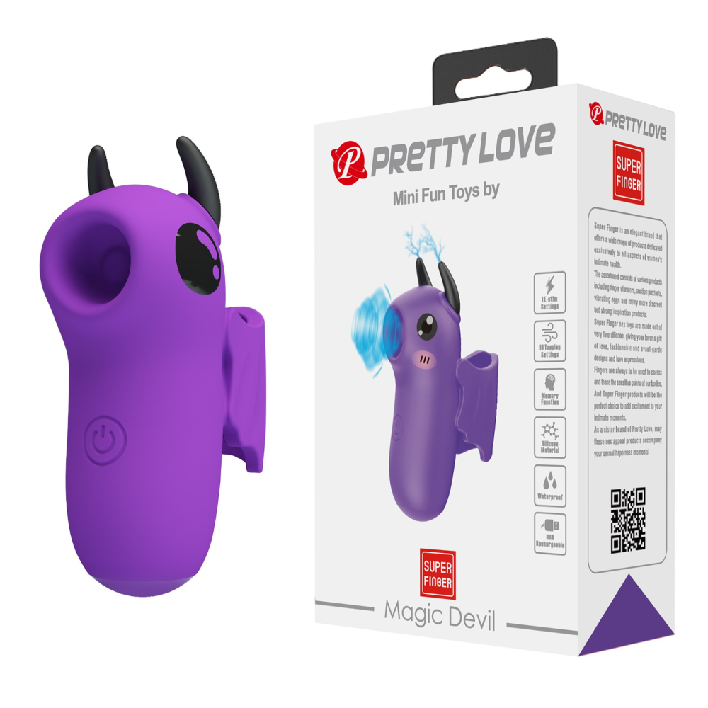 Стимулятор для клитора Pretty Love Magic Devil с сосанием и электростимуляцией, фиолетовый, 6.9 см