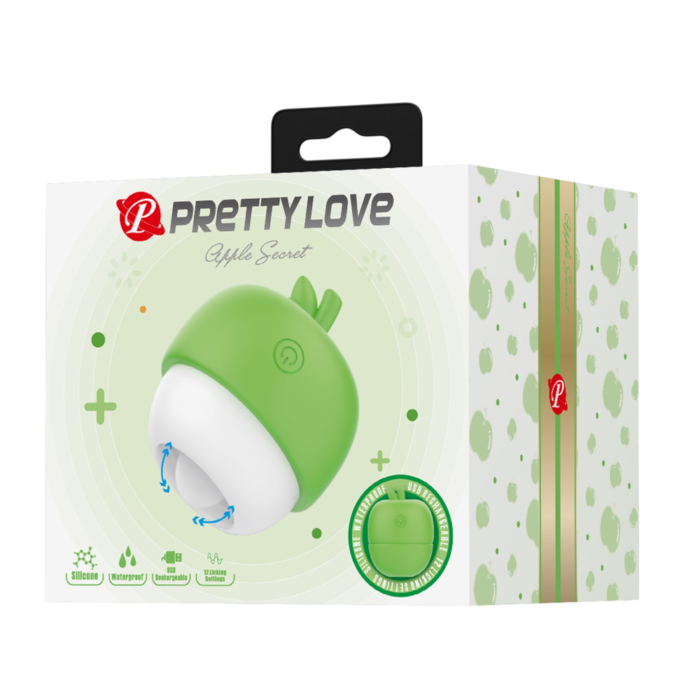 Клиторальный стимулятор с язычком Pretty Love APPLE Secret, зелёный