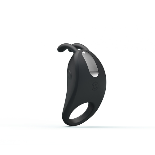 Эрекционное виброкольцо Pretty Love Rabbit Vibrator с клиторальной стимуляцией, черное