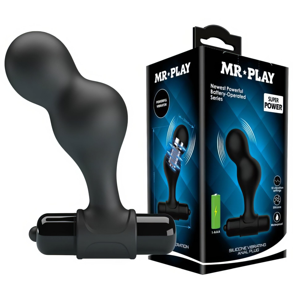 Анальный стимулятор с вибрацией Pretty Love MR PLAY, чёрный, 10 х 3 см