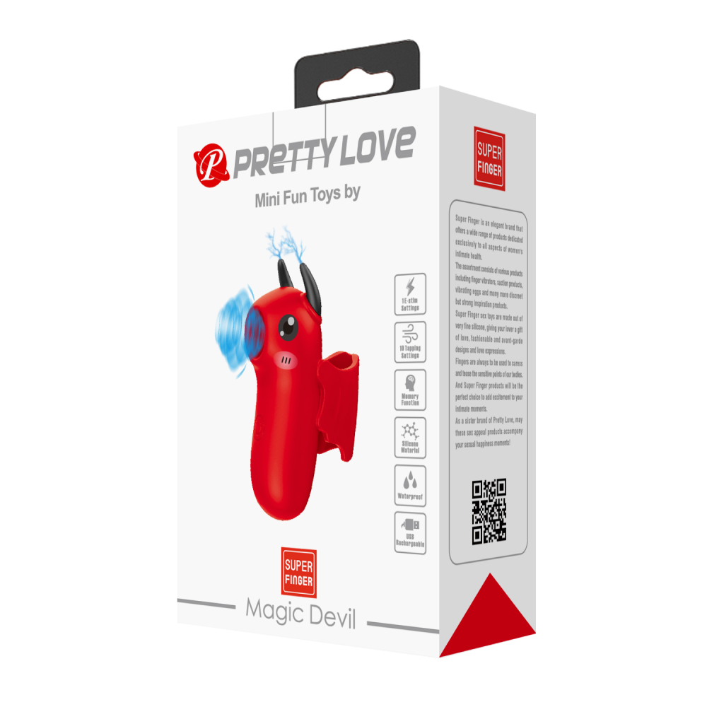 Стимулятор для клитора Pretty Love Magic Devil с сосанием и электростимуляцией, красный, 6.9 см