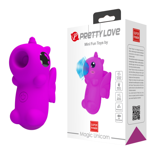 Стимулятор для клитора Pretty Love Magic Unicorn на палец, фуксия, 7.5 см